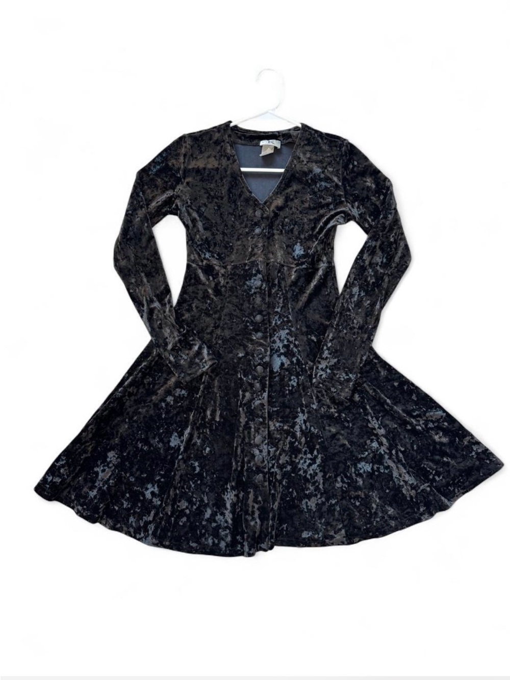 Vintage Velvet Dress Black V-Neck Grunge Alternative Whimsigoth Witchy